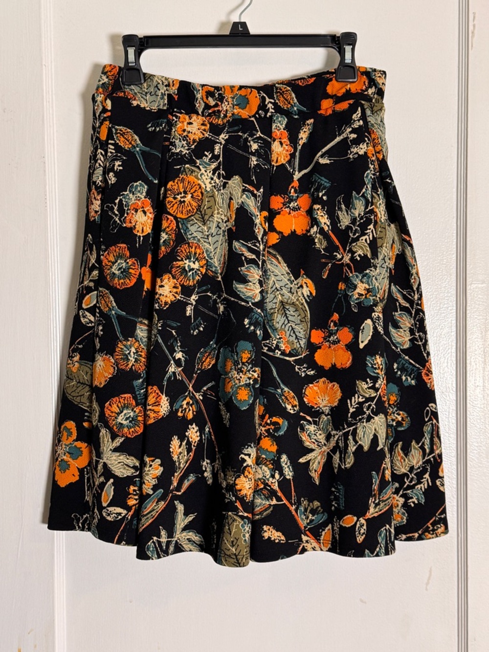 LuLaRoe Floral A-Line Skirt in Black and Orange Size M